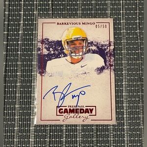 Num: 05/50 & Autographed 🏈 Barkevious Mingo 2013 Press Pass Football Card #GG-BM